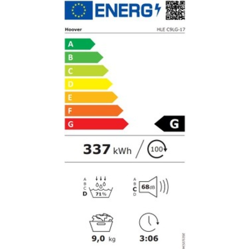 Hoover HLE C9LG-17 Yoğuşturmalı Kurutma Makinesi